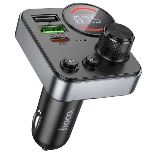 FM Transmitter E86 Hoco PD30W Car Charger with Bluetooth , QC3.0 Fast Charging & RGB Light