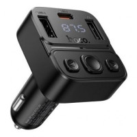 FM Transmitter Car Charger Hoco E87 Delta 35W Bluetooth PD20W USB-C + USB-A Fast Charging – Black