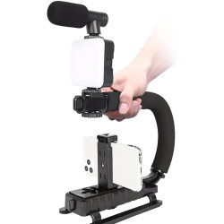 Universal Video U Grip Handle Stabilizer Kit with LED Light & Microphone