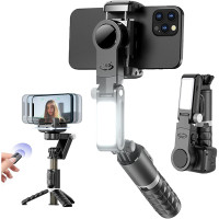 Q18 Desktop Following Shooting Mode Gimbal Stabilizer Selfie Stick Tripod With Fill Light Compatible For Smartphone