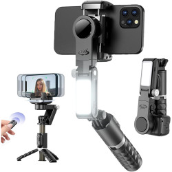 Q18 Desktop Following Shooting Mode Gimbal Stabilizer Selfie Stick Tripod With Fill Light Compatible For Smartphone