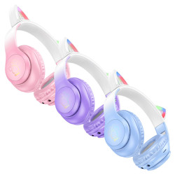 HOCO W42 Cat Ears Wireless & Wired Bluetooth Headphones with RGB Lights