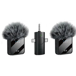 F11-2 2Mic 3 In 1 Wireless Lavalier Microphone