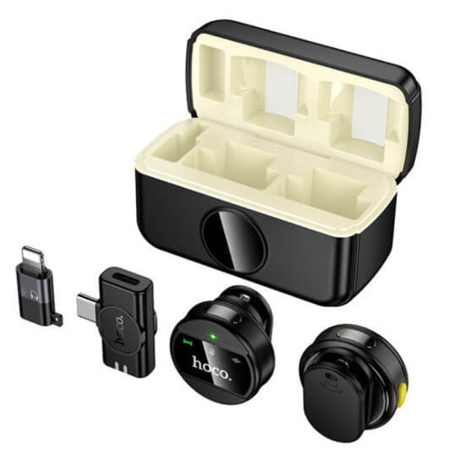 HOCO Bright Wireless Microphone for USB-C & Lightning Devices – Omnidirectional Lavalier Mic