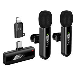 HOCO L20A Fair Dual Wireless Lavalier Microphone USB-C + 8 Pin Plug-and-Play Omnidirectional Mic