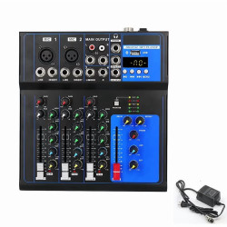 FreePower AK-F4 USB 4-Channel Bluetooth Audio Mixer with USB, DSP Effects & Recording