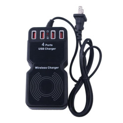 4 USB Ports Adapter with Wireless Charger