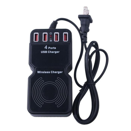 4 USB Ports Adapter with Wireless Charger