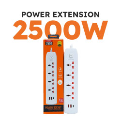 Power Extension Strip 7205u 2500W with 4 Universal Sockets, USB & Type-C Fast Charging – 3M Cable Power Extension Strip 7205u 2500W with 4 Universal Sockets, USB & Type-C Fast Charging – 3M Cable