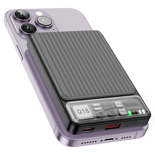 Wireless Power Bank Q18 Tourer 10000mAh 22.5W Fast Charging with Magnetic Charging & Transparent Design
