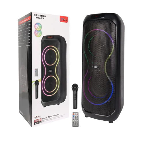 SING-E ZQS8255 Powerful Portable Party Speaker with Bluetooth, LED Lights, and Microphone