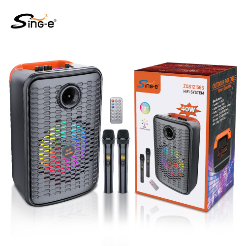 SING-E ZQS12156S 12-Inch Portable Bluetooth Karaoke Speaker with RGB Lights & Dual Wireless Microphones